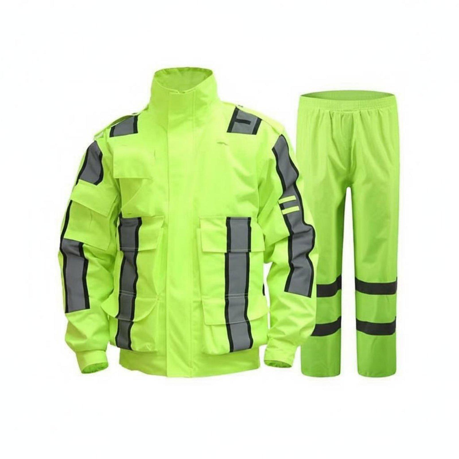 Motorcycle Gear Mens - High Visibility Reflective Rain Suit Waterproof