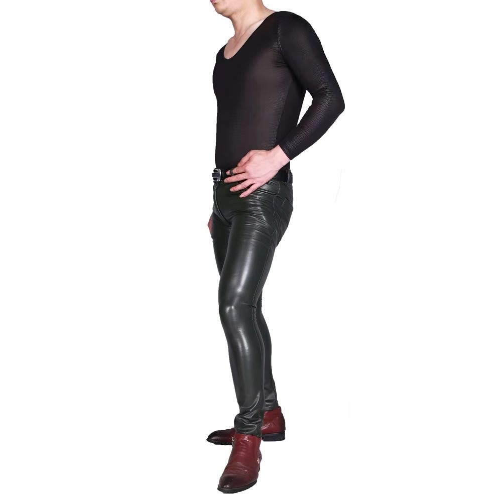 Mens Punk PU Faux Leather Trou - Motorcycle Gear Mens ulasan dan harga