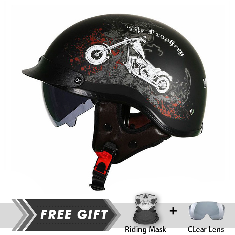 Men Women Half Face Helmet ABS - Motorcycle Gear In Store ulasan dan harga