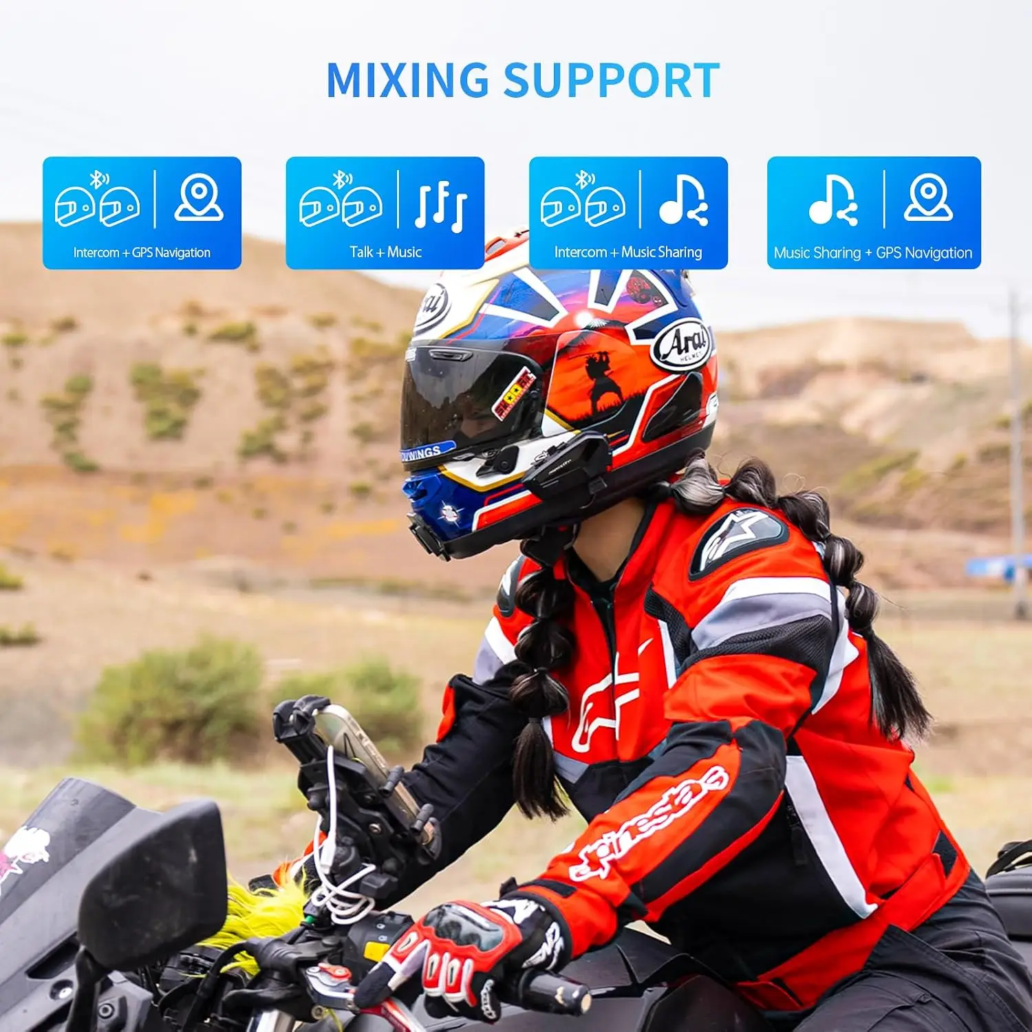FX Plus Motorcycle Bluetooth H - Intercom Headset Helmet ulasan dan harga